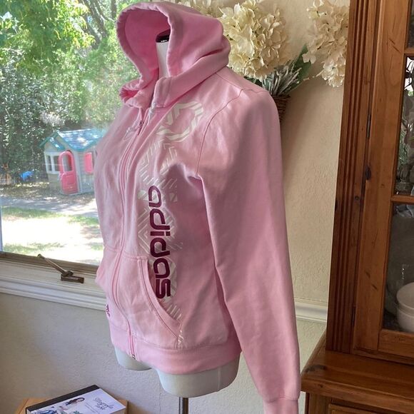 Adidas Zip-Up Bubblegum Pink Hoodie Size Small - Picture 1 of 9